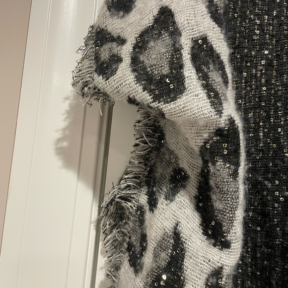 INC sweater shawl. Black and Grey Leopard/Cheetah print. One size. NWT. - Picture 2 of 7